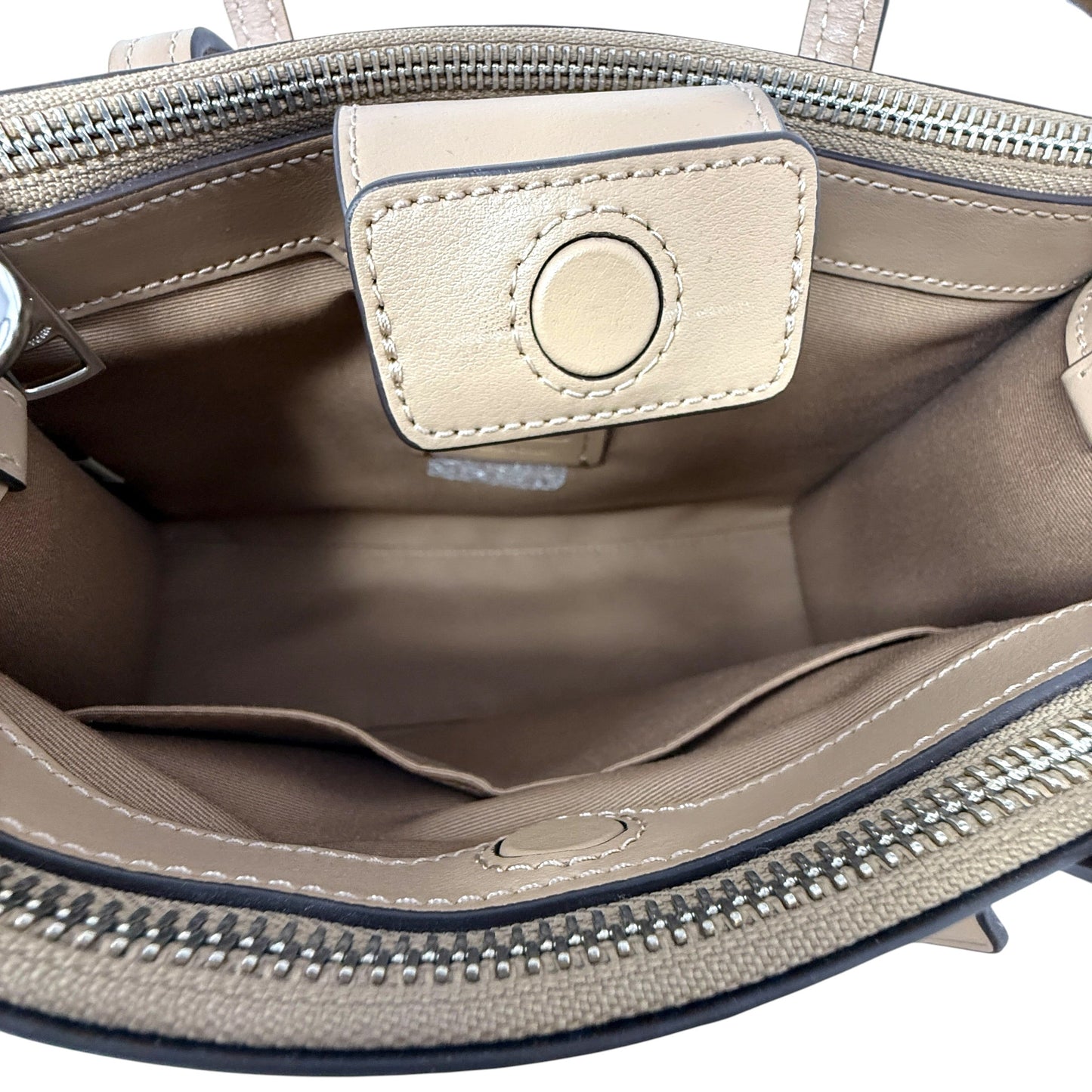 Nina Leather Tote Designer By Coach, Size: Small
