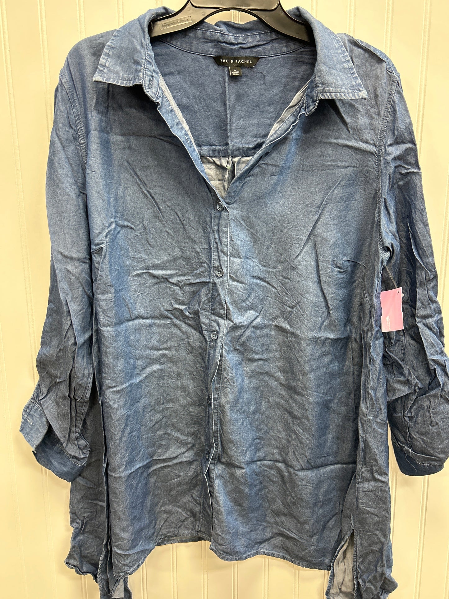 Tunic Ls By Zac And Rachel In Blue, Size:1X