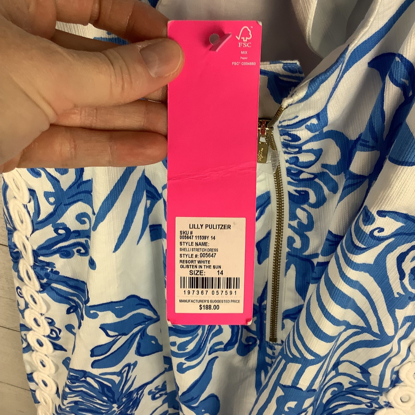 Dress Designer By Lilly Pulitzer In Blue & White, Size: 14