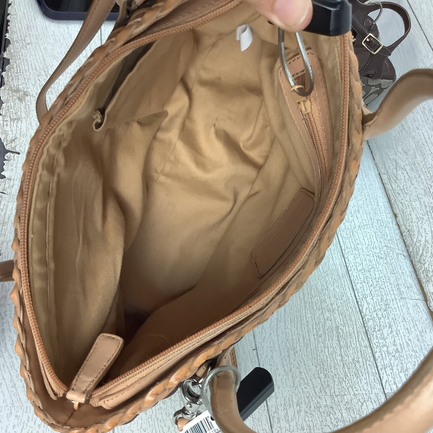 Handbag Leather By Fossil, Size: Medium
