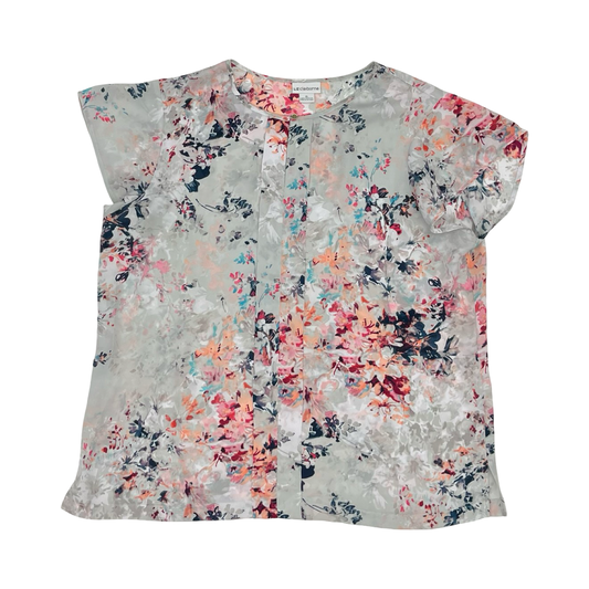 Blouse Ss By Liz Claiborne In Grey, Size:Xl