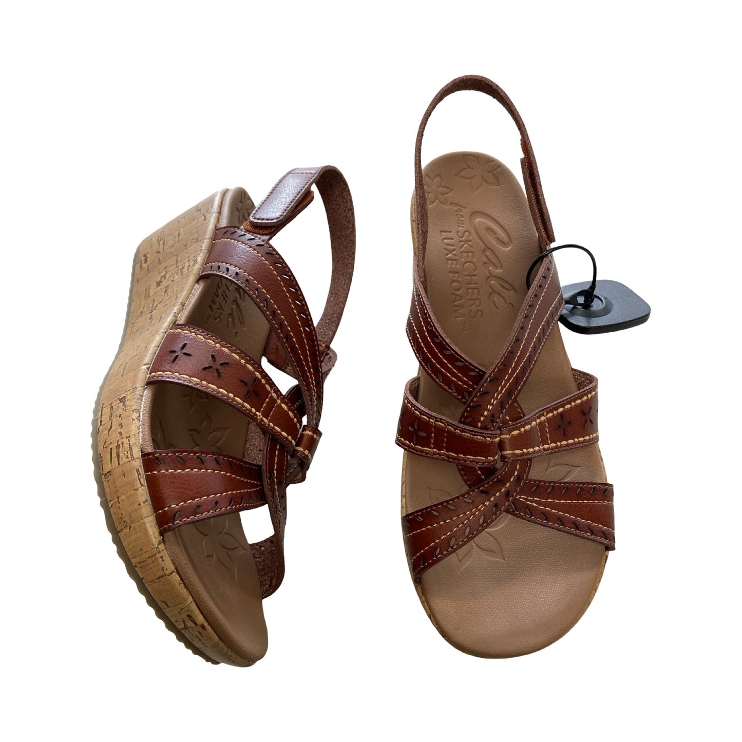 Sandals Heels Wedge By Skechers In Tan, Size:8