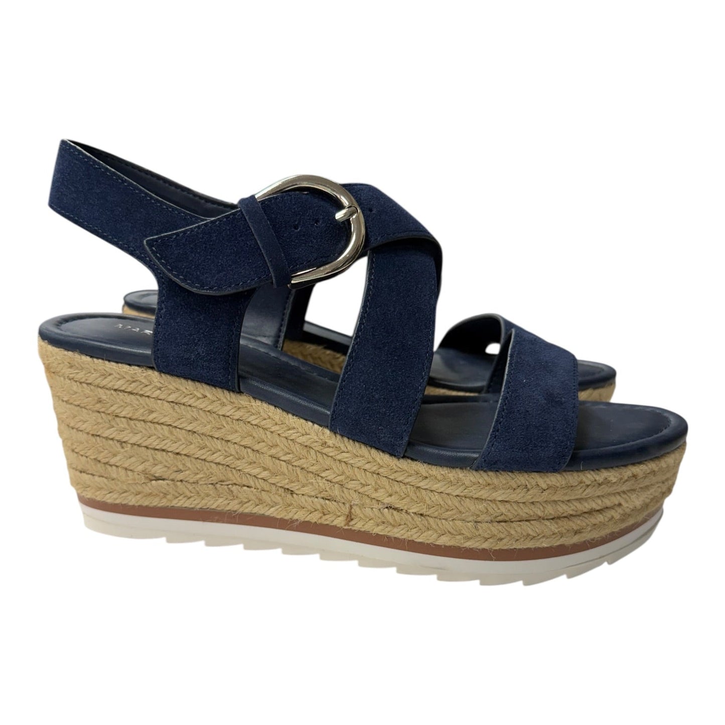 Sandals Heels Platform By Mark Fisher In Blue & Tan, Size:8