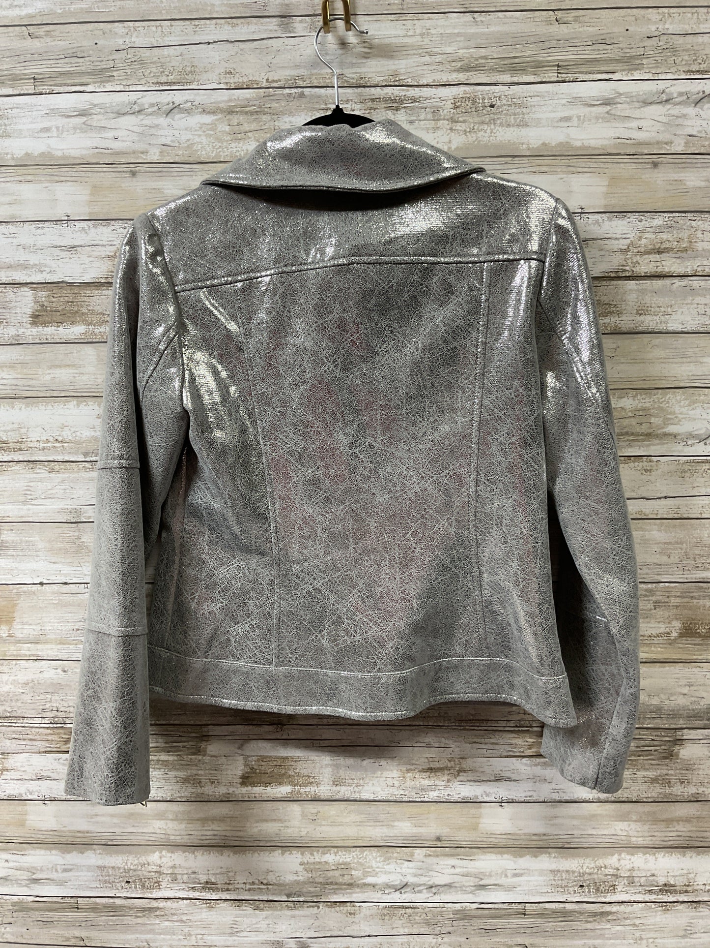 Jacket Moto By Cristina In Silver, Size:S