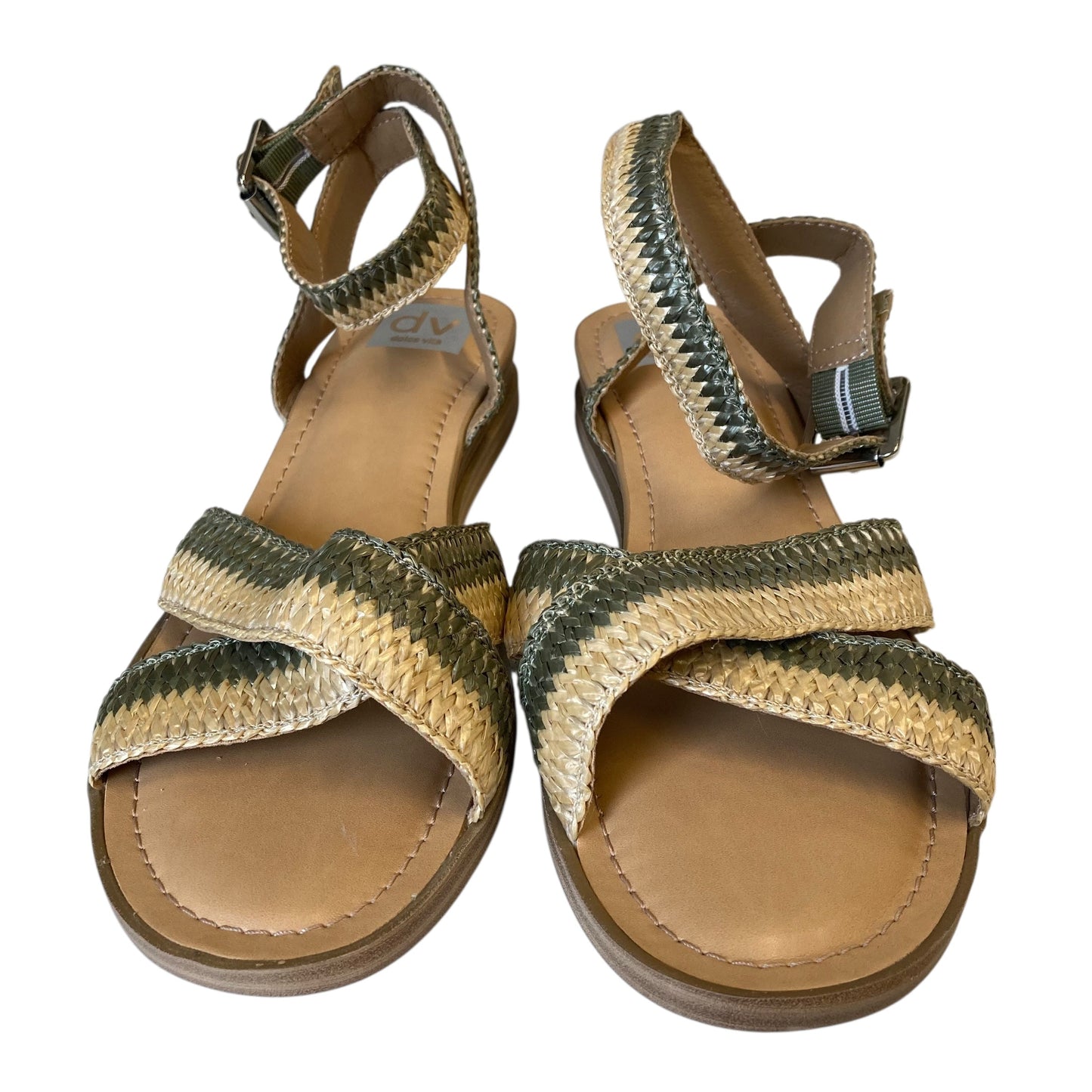 Sandals Flats By Dolce Vita In Green & Tan, Size:9