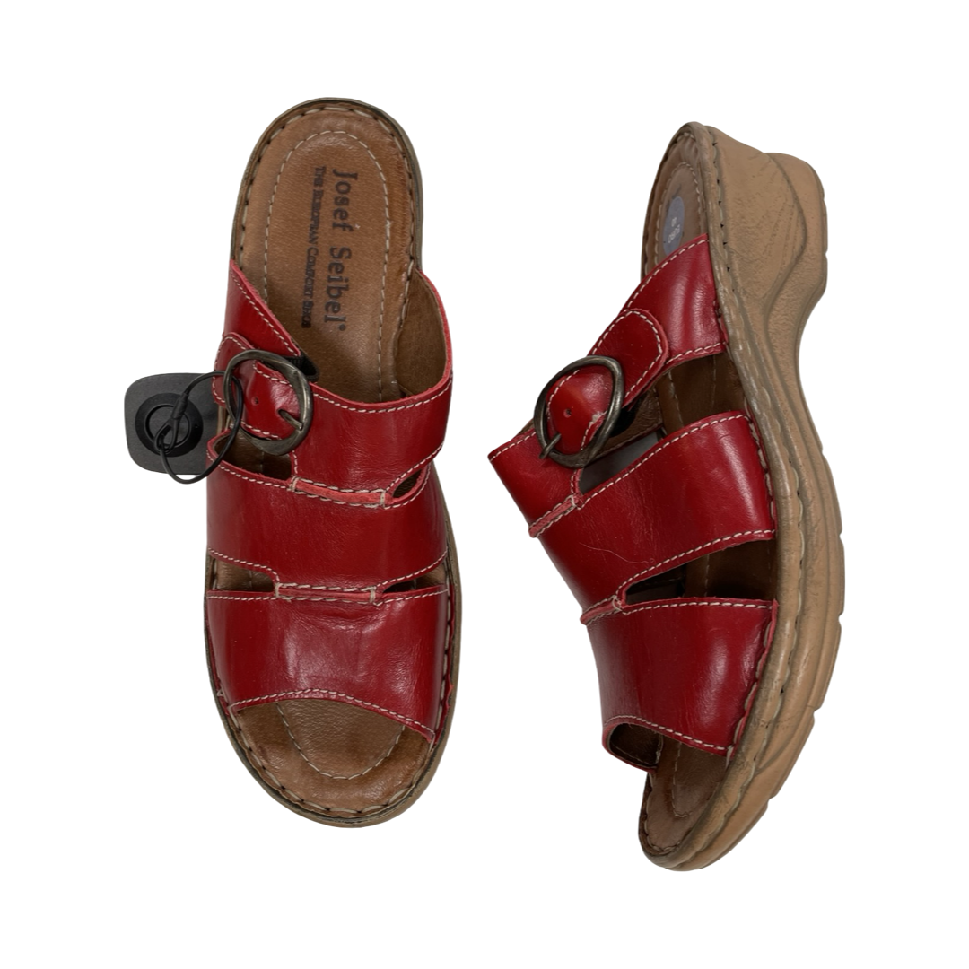 Sandals Heels Block By Josef Seibel In Red, Size:9.5