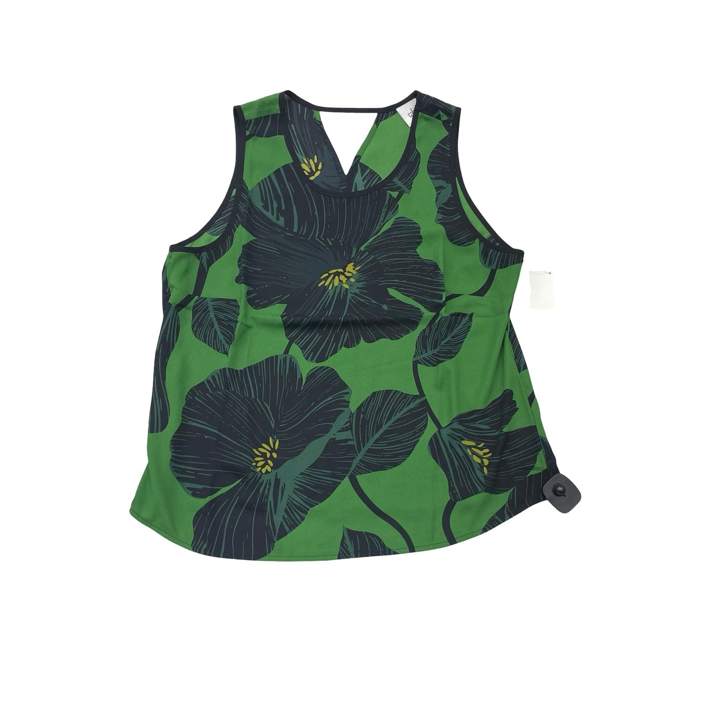 Top Sleeveless By Cabi In Black & Green, Size:L