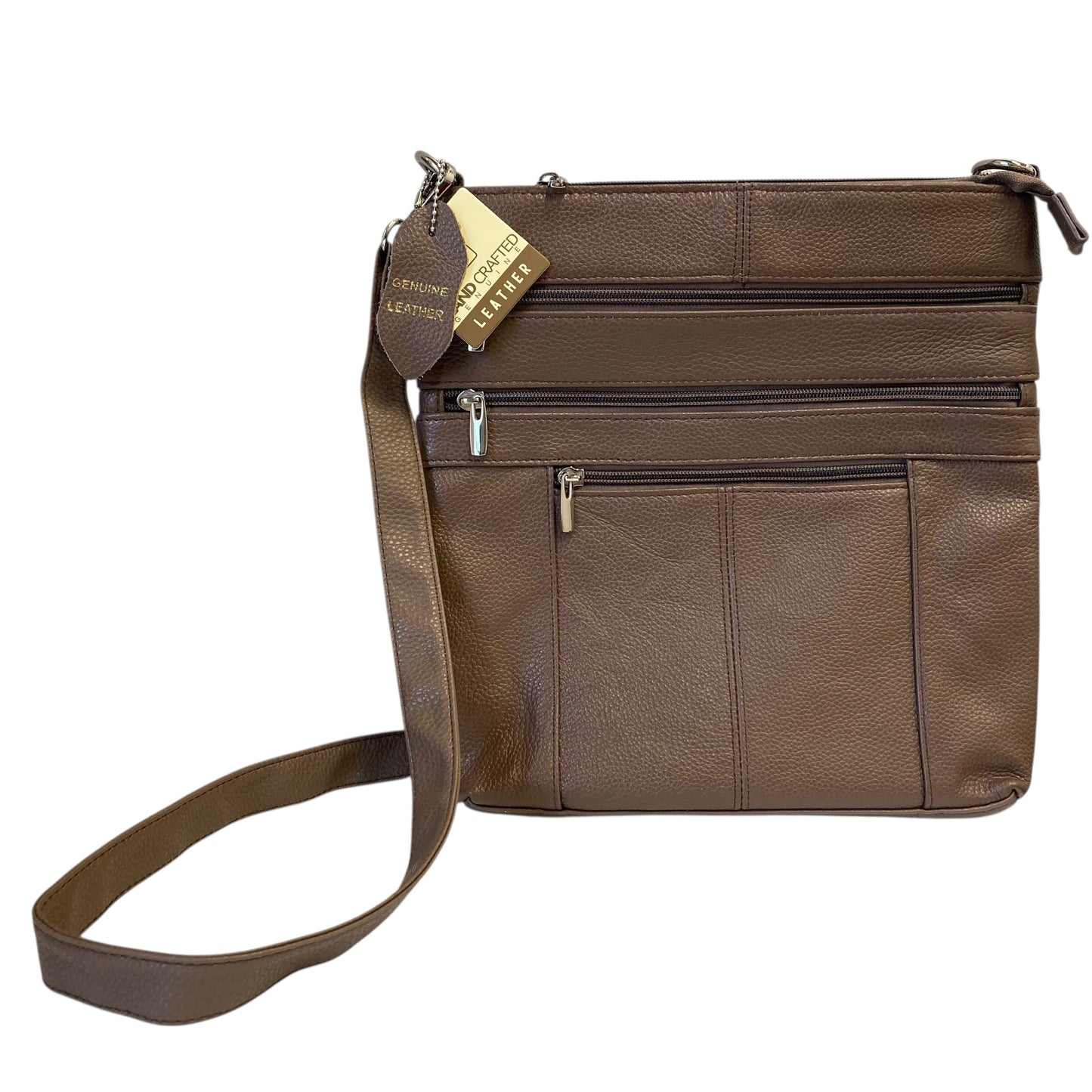 Handbag Leather In Brown, Size:Medium