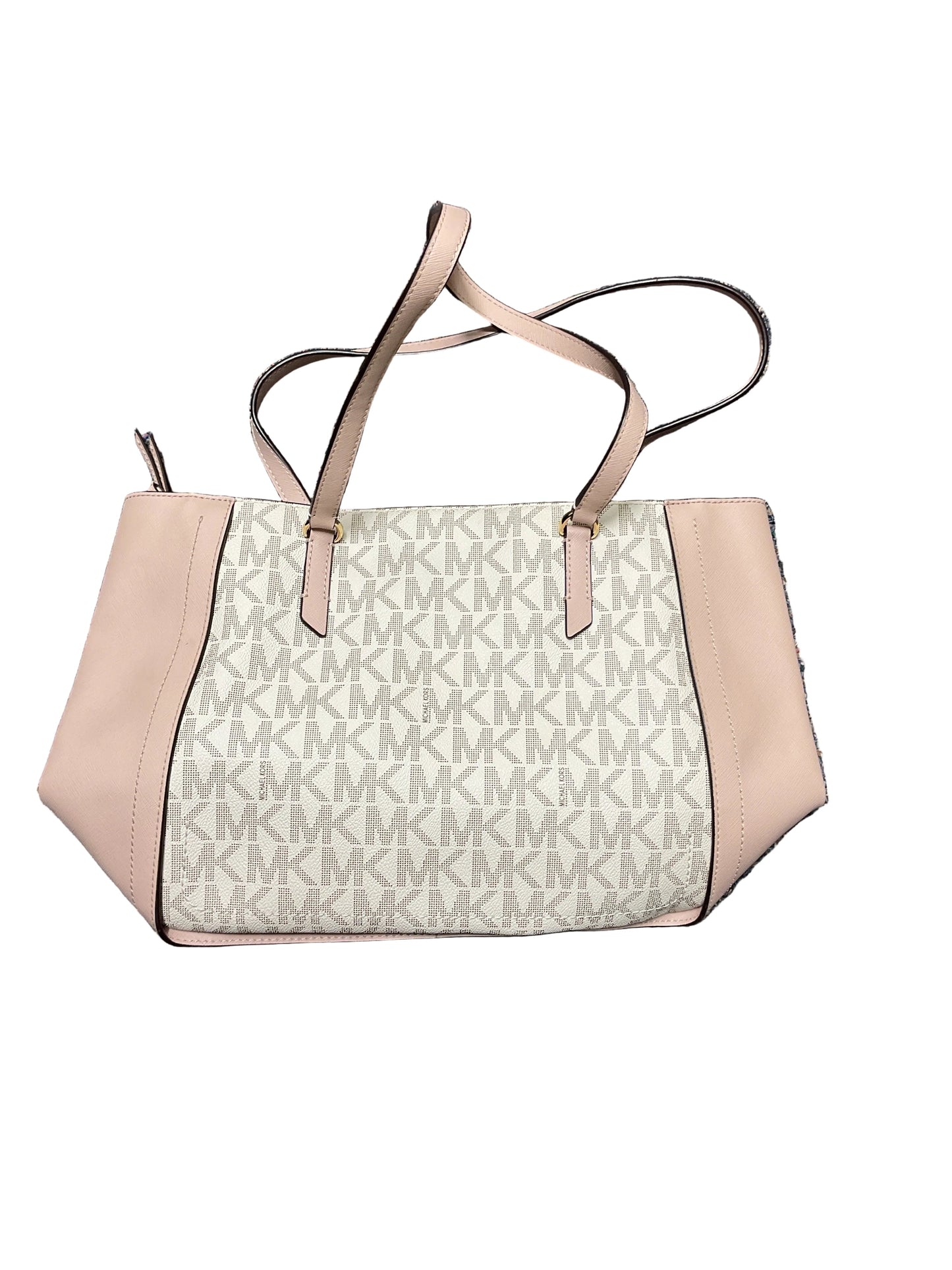Handbag Designer By Michael Kors In Cream & Pink, Size:Medium
