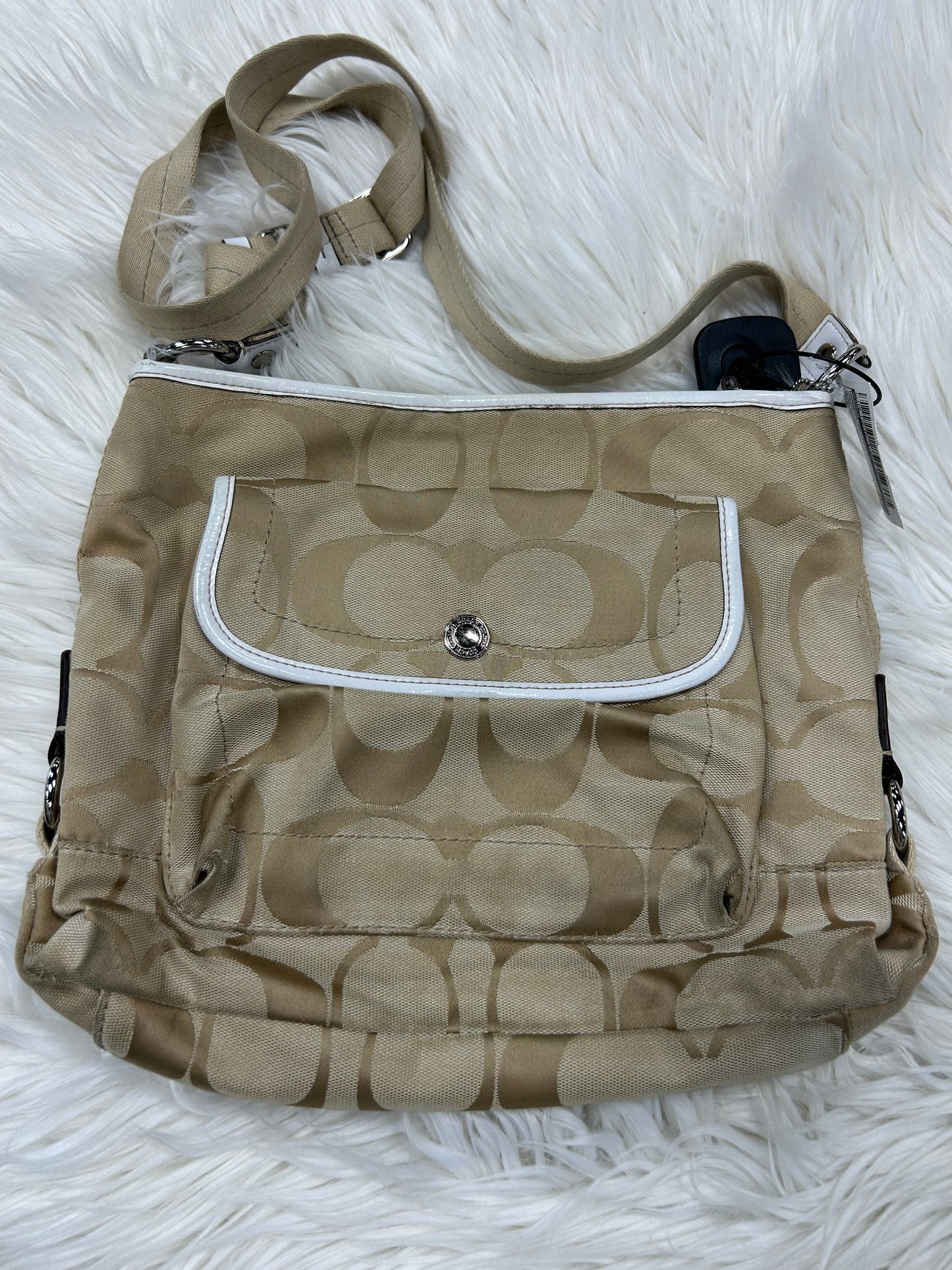 Handbag Designer By Coach In Cream, Size:Medium