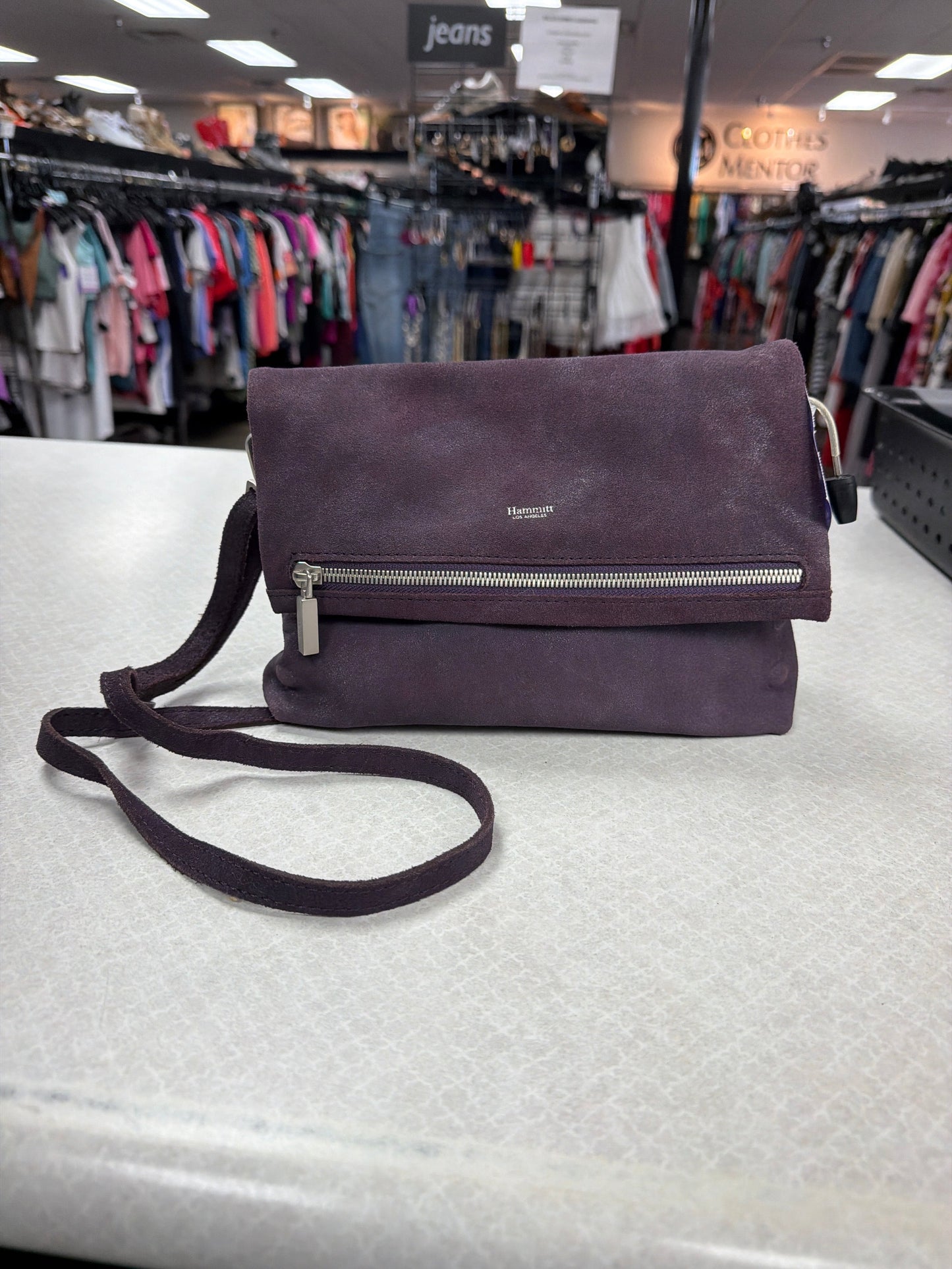 Handbag Leather By Hammitt In Purple, Size:Medium