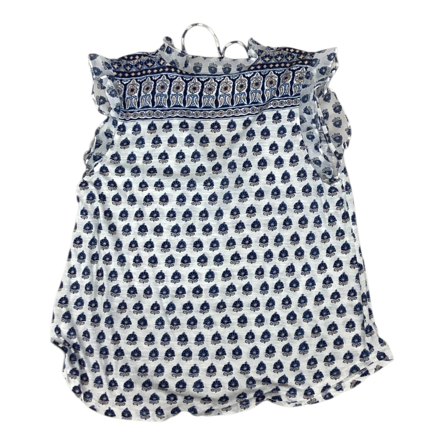 Blouse Sleeveless By Lucky Brand In Blue & White, Size:L