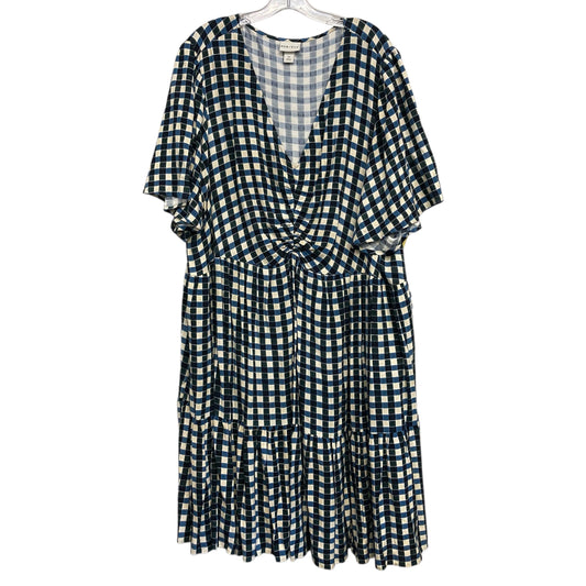 Dress Casual Midi By Ava & Viv In Blue & Cream, Size:3X