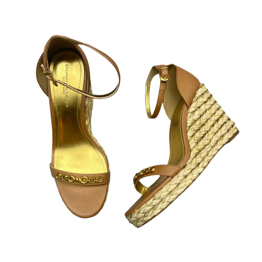 Sandals Heels Wedge By Donna Karan In Brown, Size: 9.5