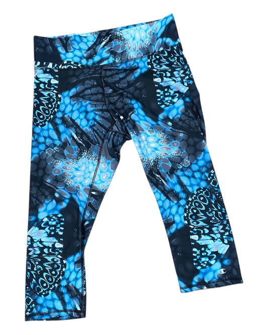 Athletic Leggings Capris By Champion In Black & Blue, Size:Xl