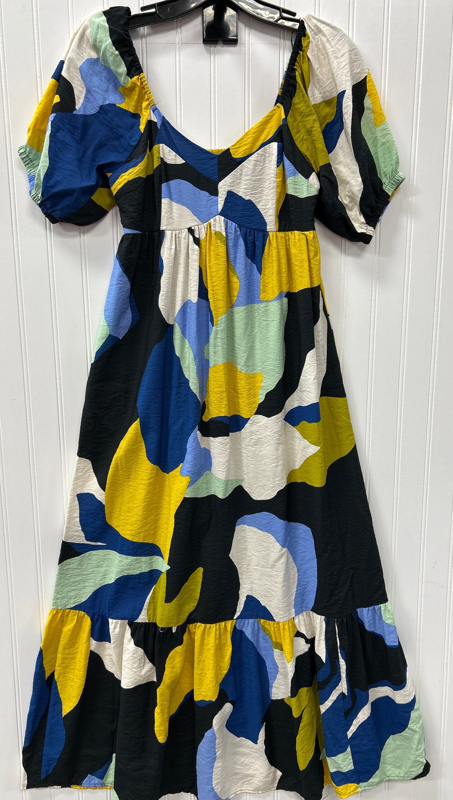 Dress Casual Maxi By Nine West In Blue & Yellow, Size:Xs