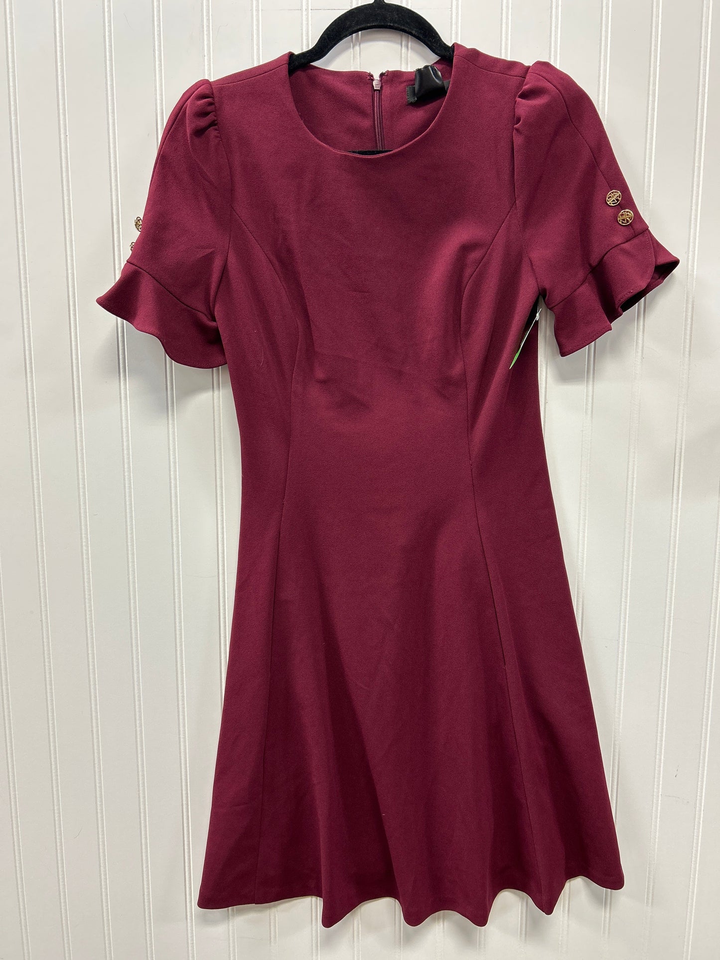 Dress Casual Midi By Dkny In Maroon, Size:2
