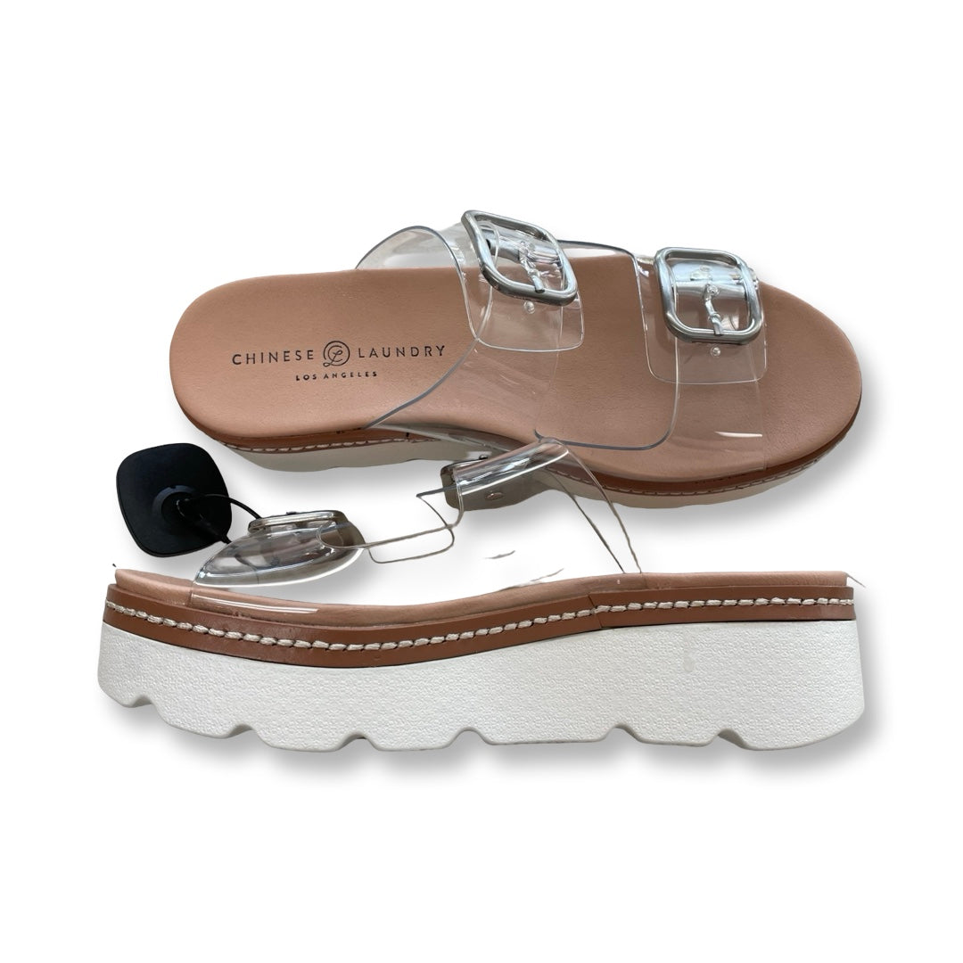 Sandals Heels Block By Chinese Laundry In Tan, Size:7.5