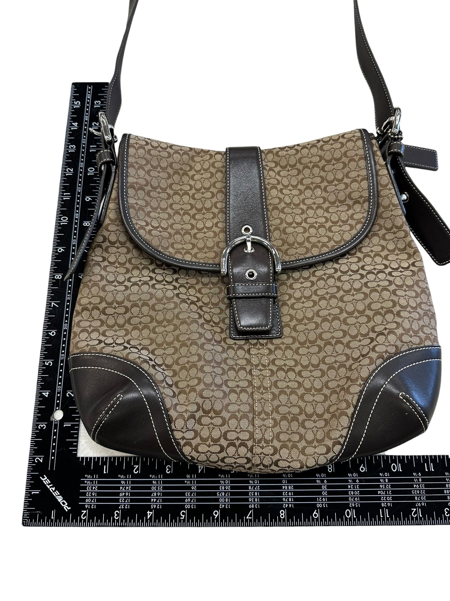 Crossbody Designer By Coach In Black & Brown, Size:Medium