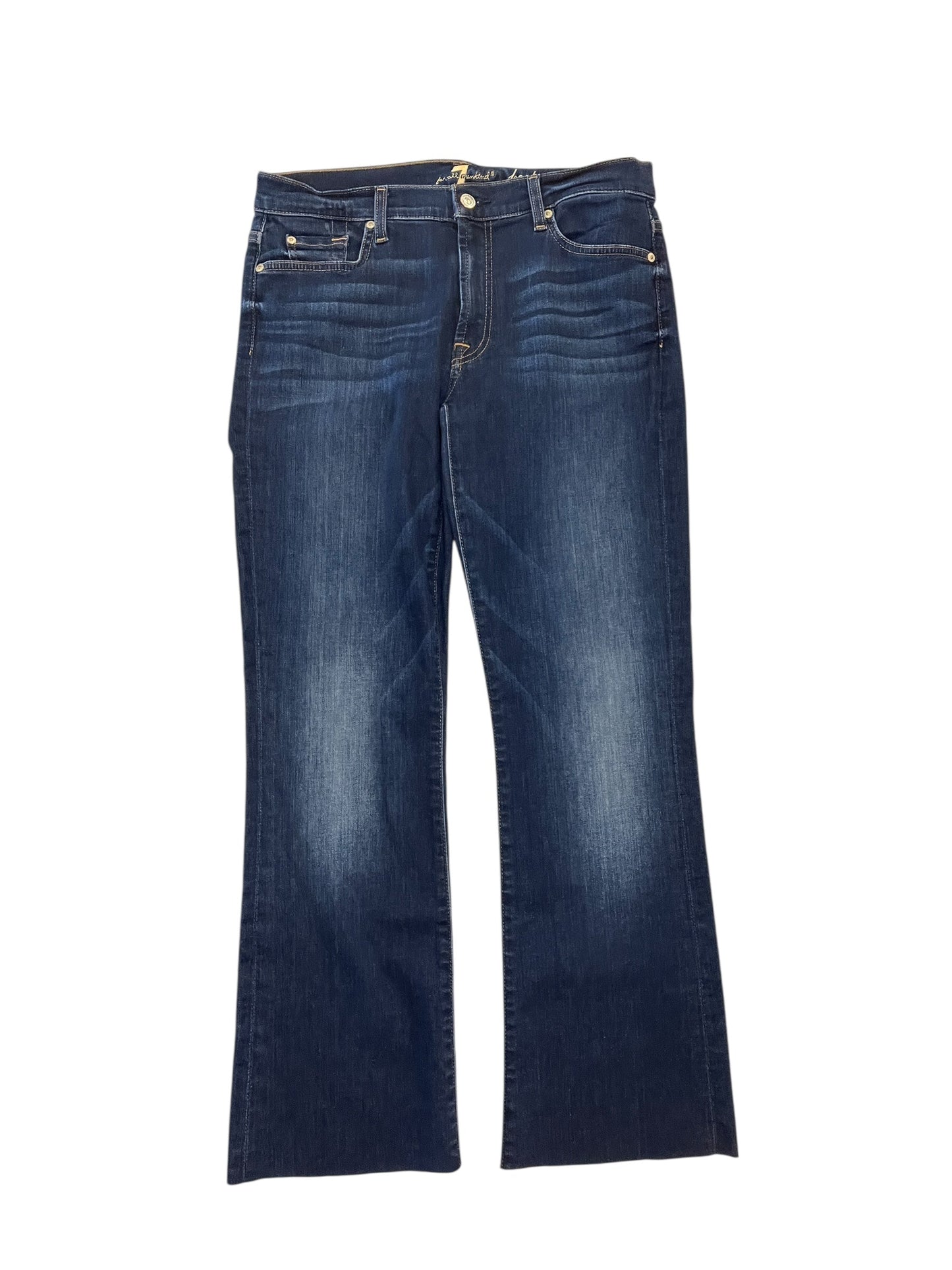 Jeans Boot Cut By 7 For All Mankind In Blue Denim, Size:12