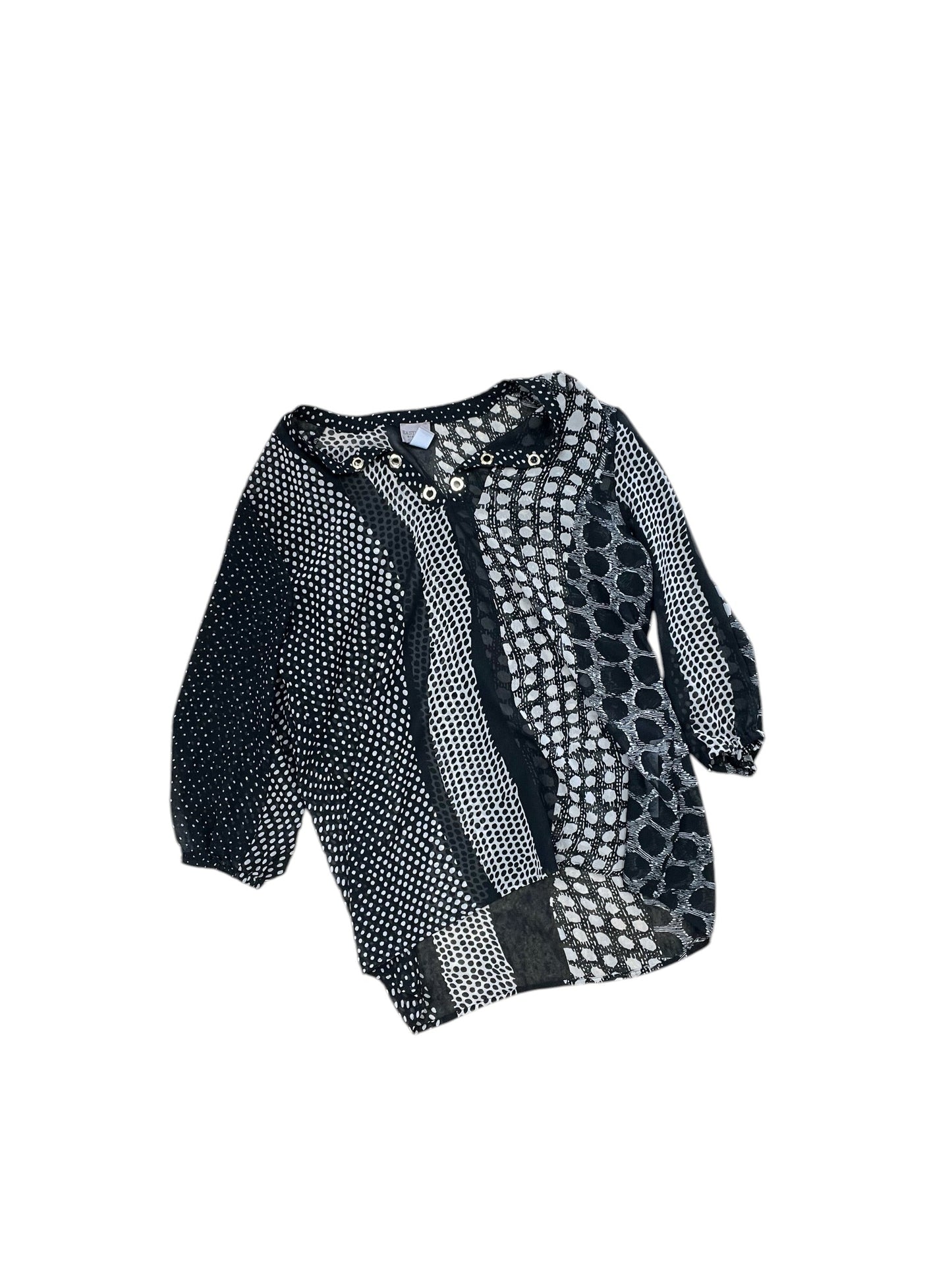 Top 3/4 Sleeve By Easywear By Chicos In Black & Tan, Size:M