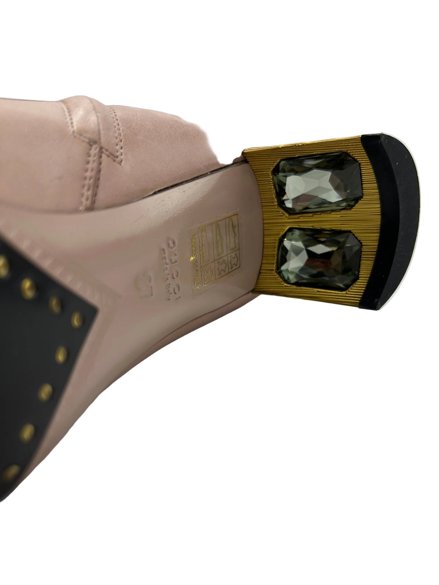 Gucci Arielle x Swarovski Heel Crystal Leather Luxury Boots, Size: 7 (37)