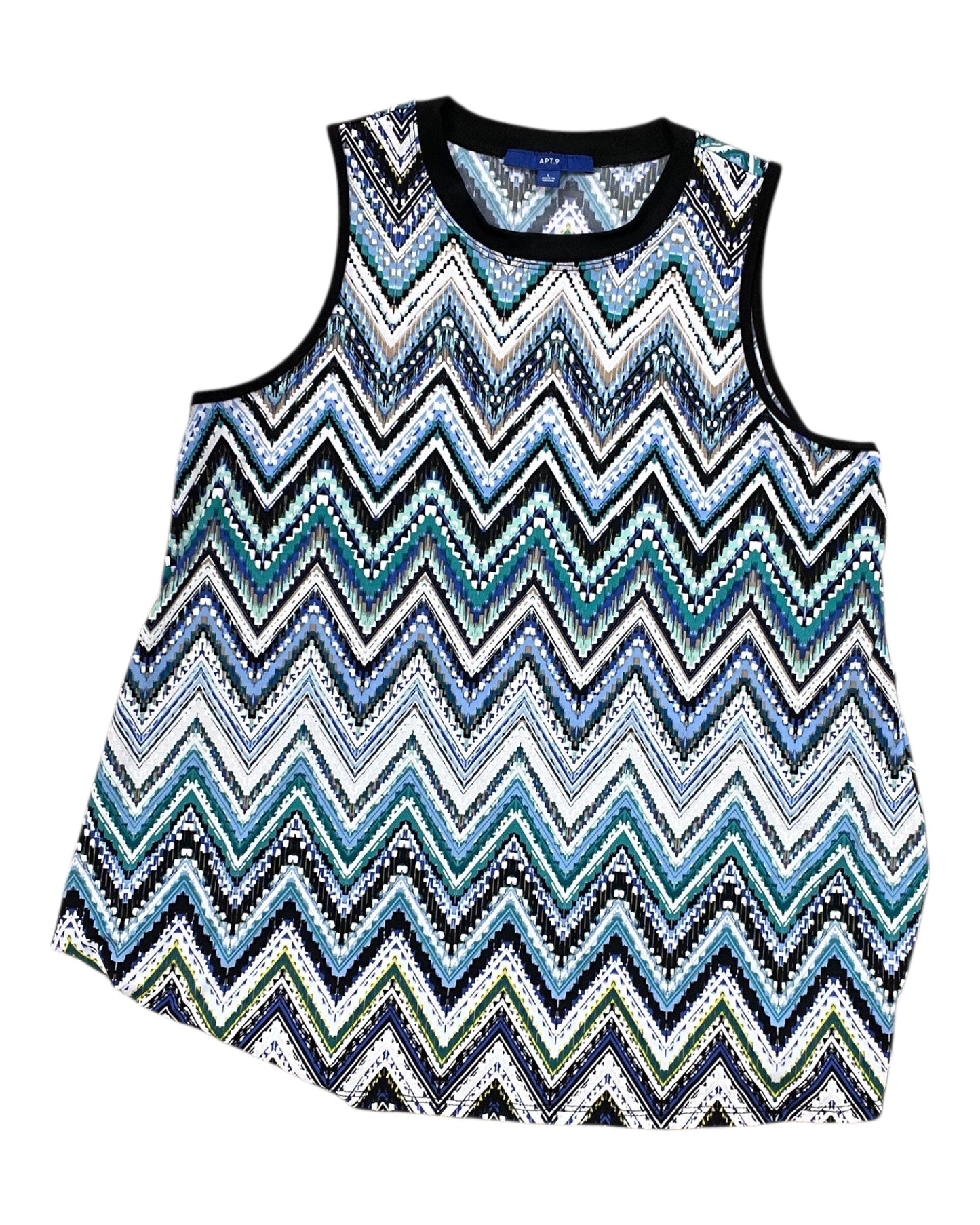 Top Sleeveless By Apt 9 In Black & Blue, Size:L