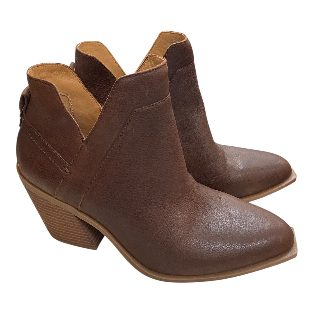 Boots Ankle Heels By Crown Vintage In Brown, Size:10