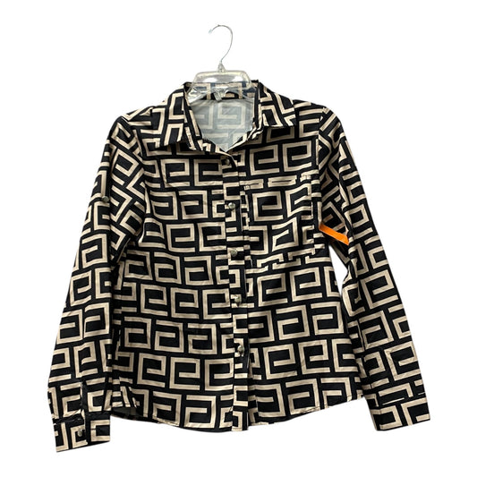 Blouse Ls By Cme In Black & Tan, Size:S