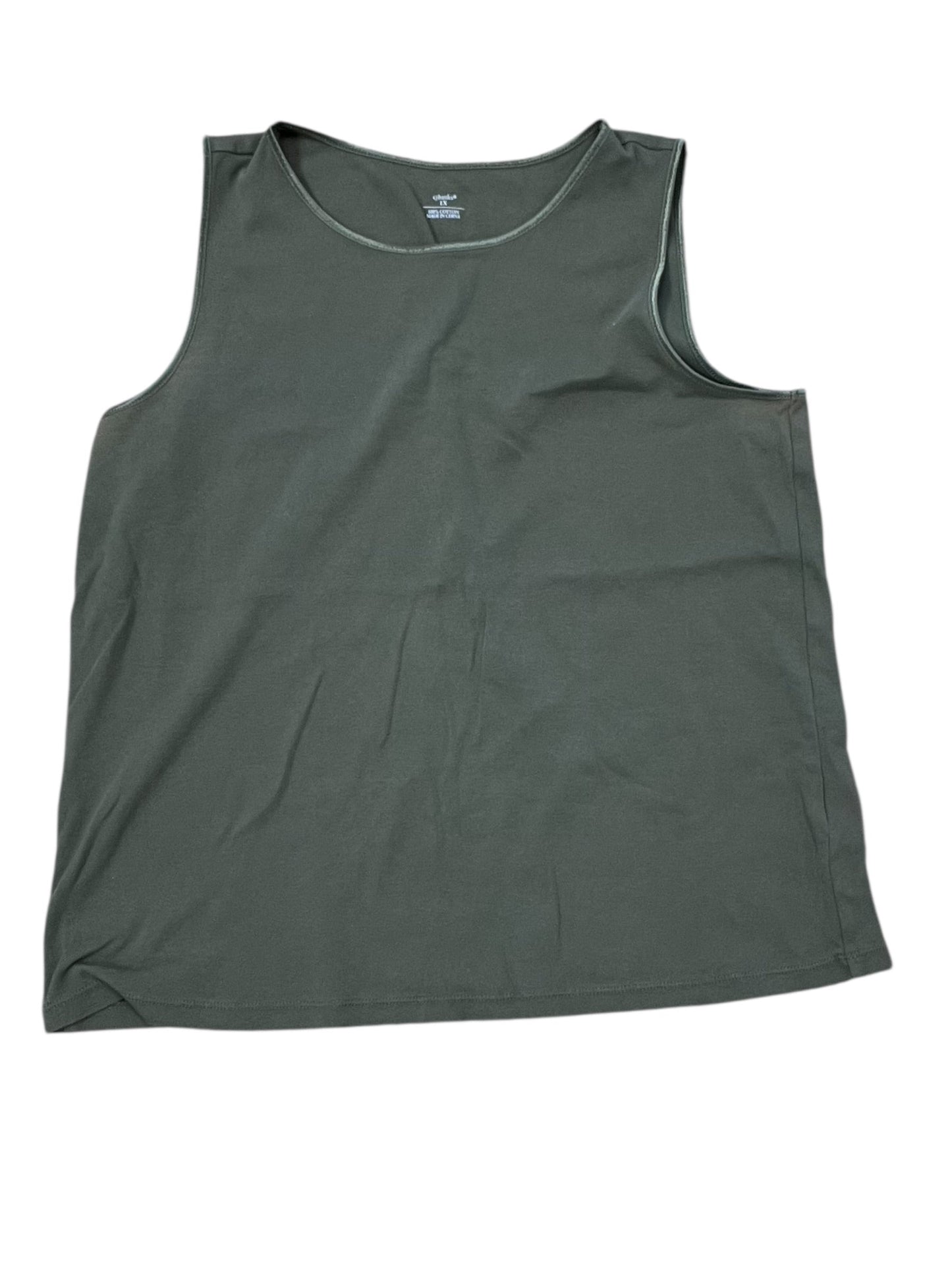 Top Sleeveless Basic By Cj Banks In Green, Size:1X