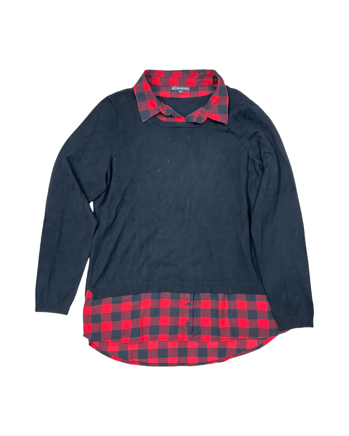 Top Ls By Adrianna Papell In Black & Red, Size:L