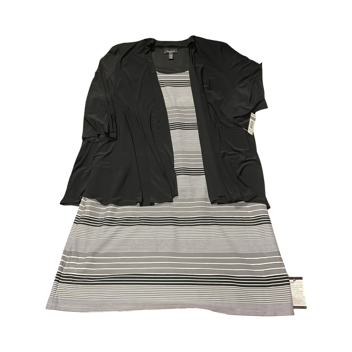 Dress Casual Midi By R And M Richards In Black & Grey, Size:20