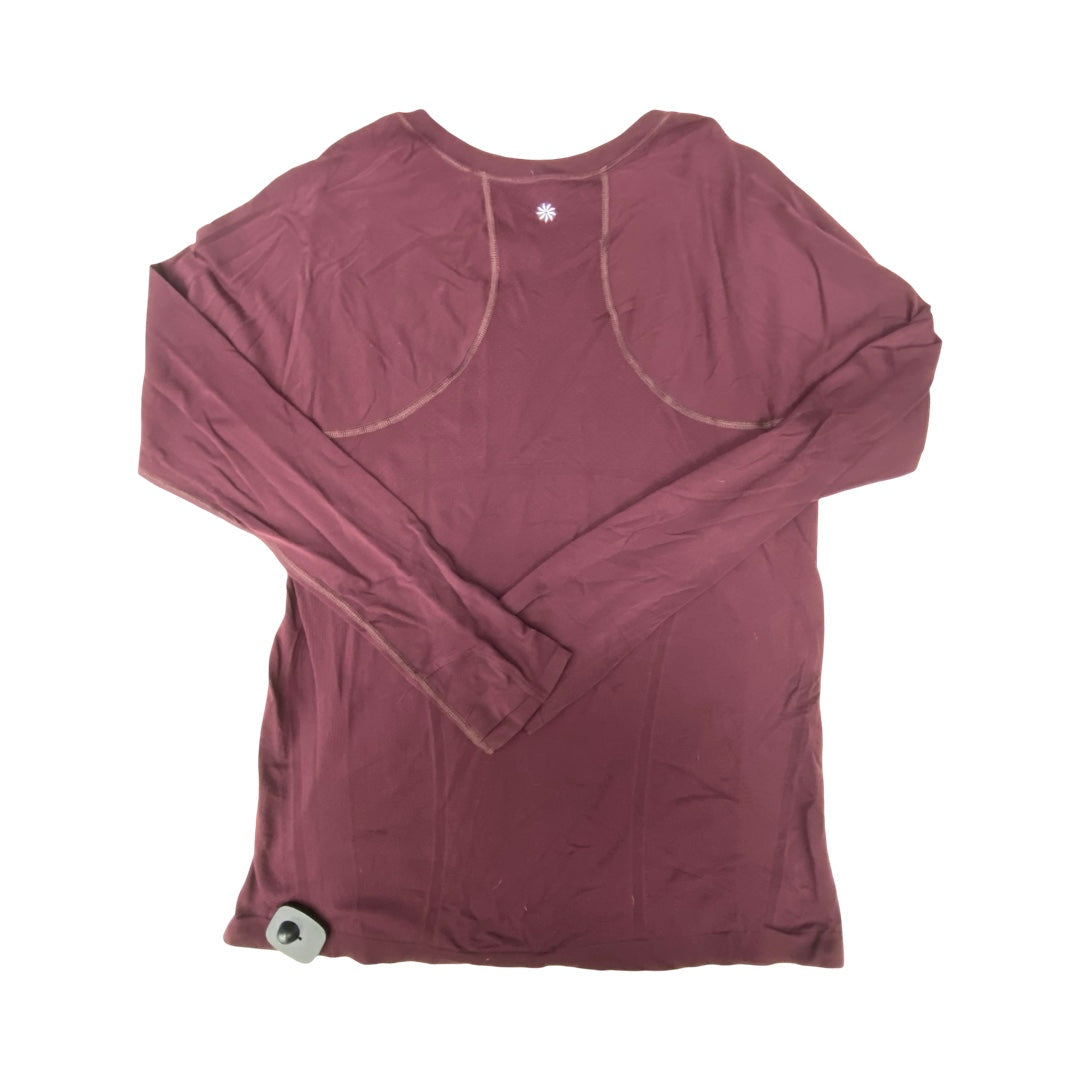 Athletic Top Ls Collar By Athleta In Maroon, Size:L