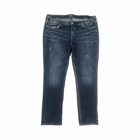 Jeans Straight By Silver In Blue Denim, Size:20