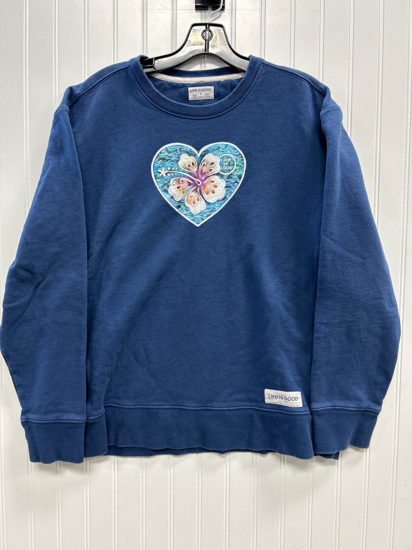 Sweatshirt Crewneck By Life Is Good In Blue, Size:Xl