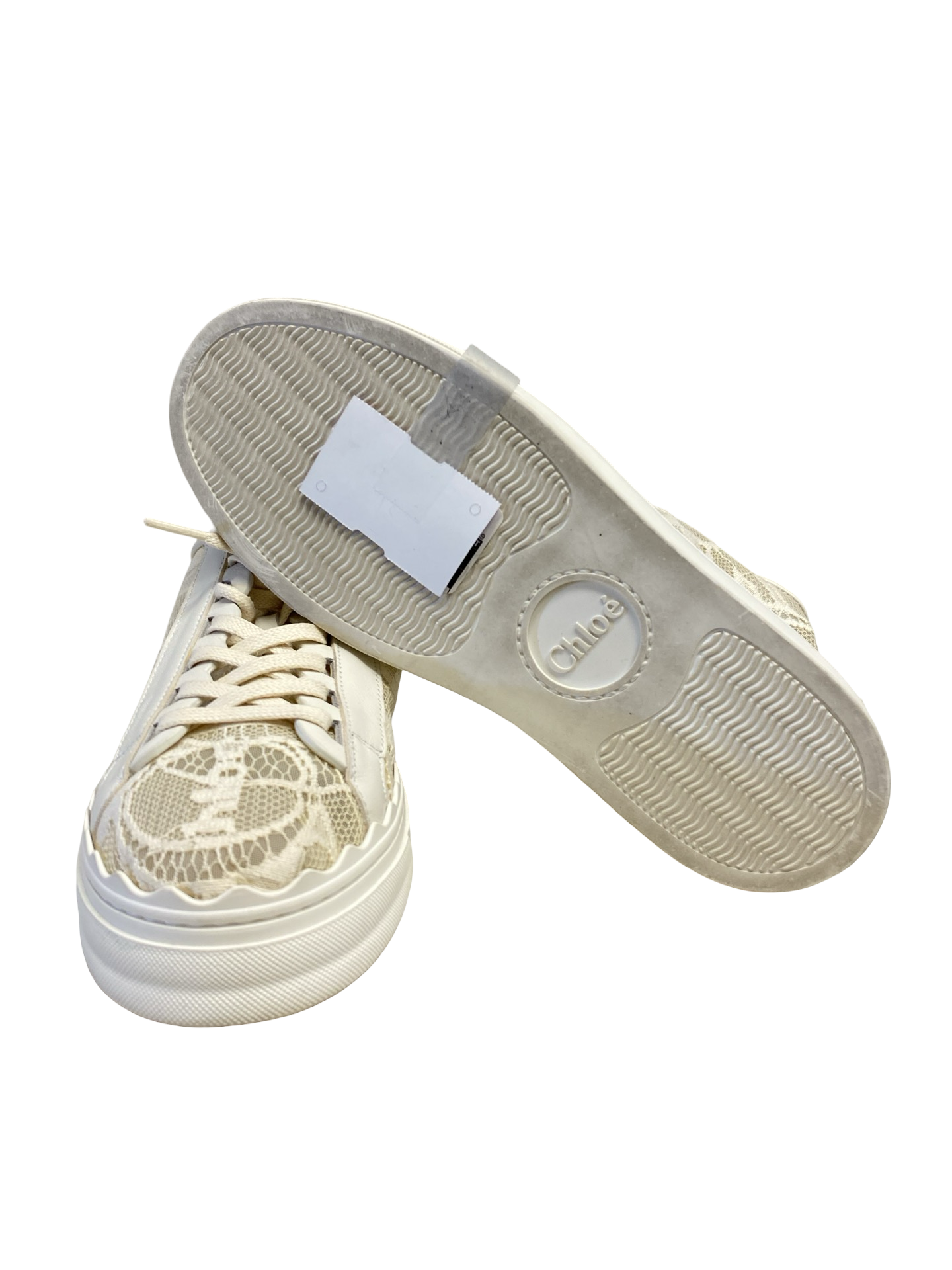 Shoes Luxury Designer By Chloe In Cream, Size: 7.5