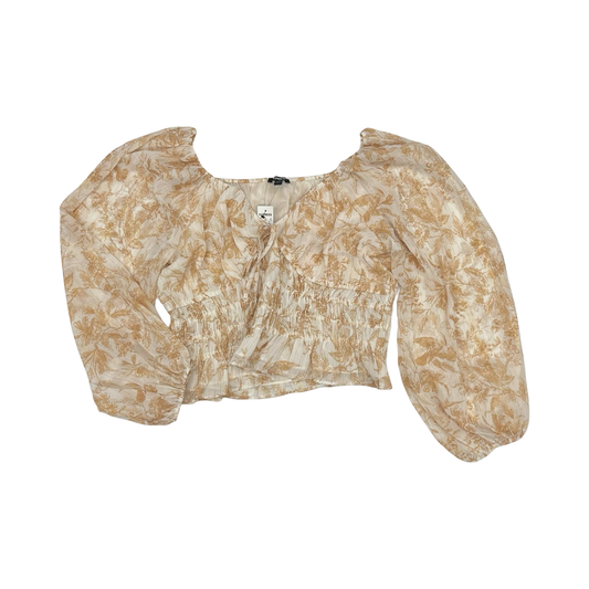 Blouse Ls By Express In Tan, Size:L