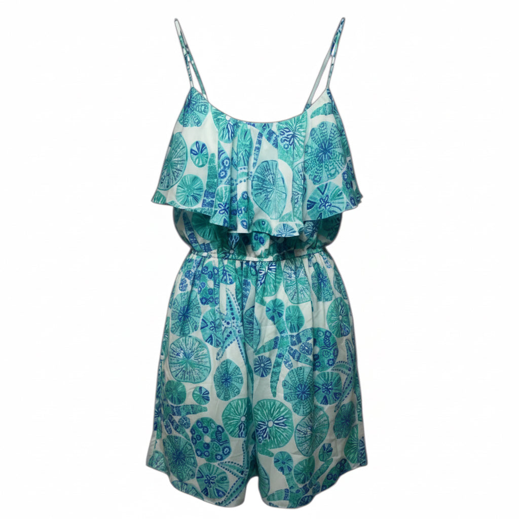Sea Urchin For You Satin Flounce Dress Designer By Lilly Pulitzer For Target In Blue & White, Size: M