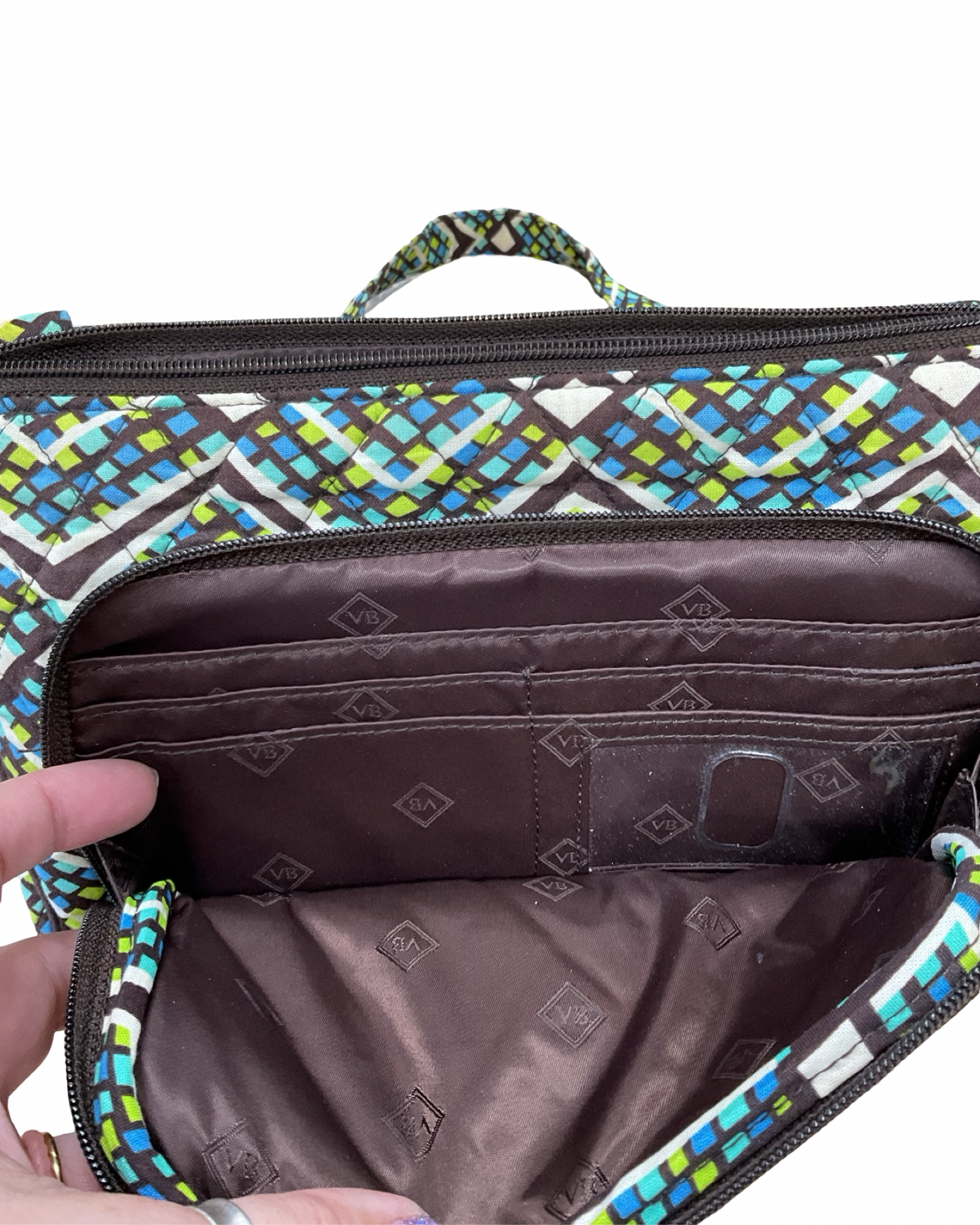 Crossbody By Vera Bradley In Brown & Green, Size:Small