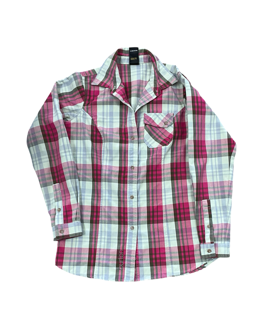 Blouse Ls By Burton In Green & Pink, Size:S