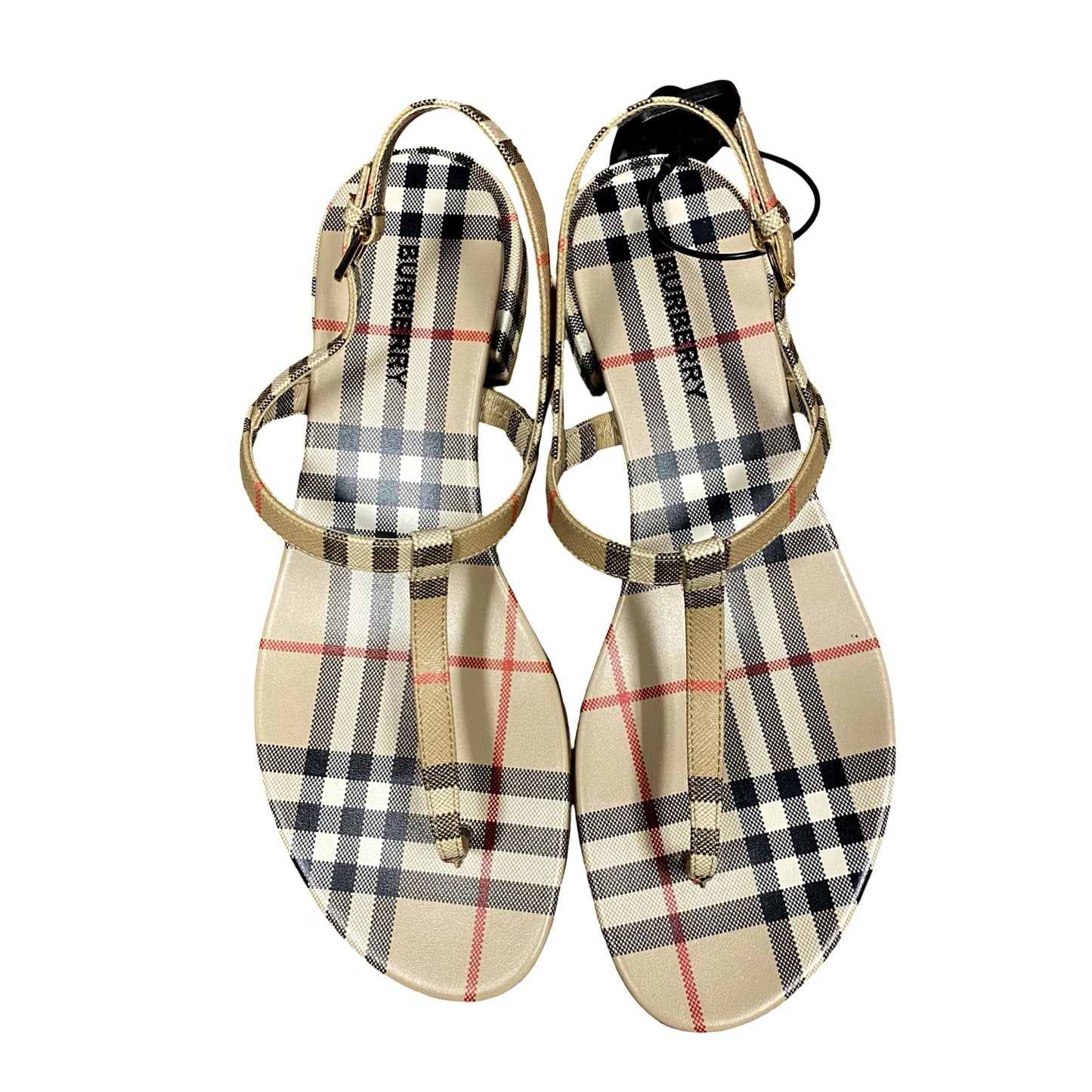 Sandals Luxury Designer By Burberry In Plaid Pattern, Size:8