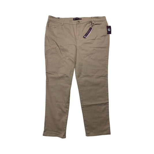 Jeans Straight By Gloria Vanderbilt In Taupe, Size:18