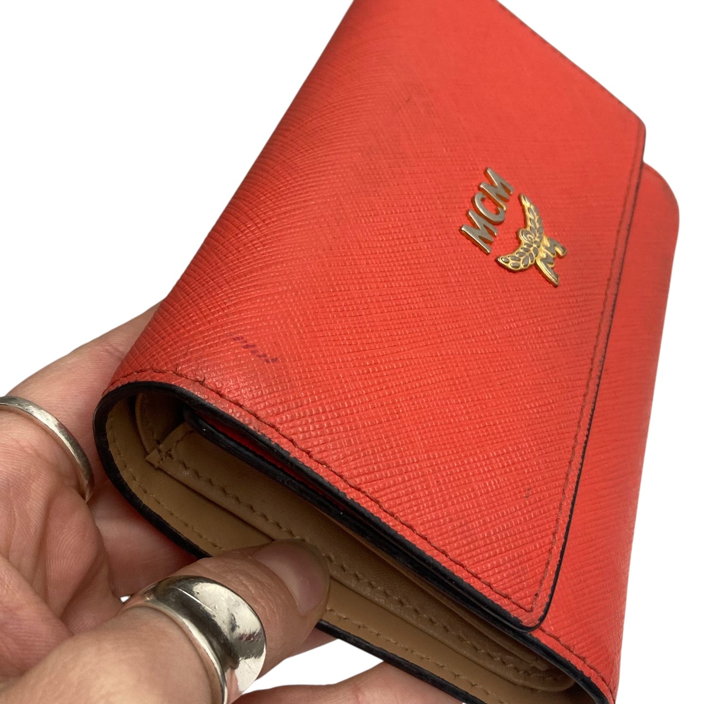 Wallet Luxury Designer By Mcm In Coral, Size:Medium