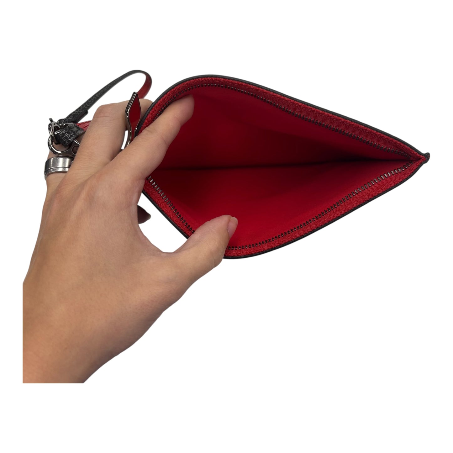 WRISTLET LUXURY DESIGNER by CHRISTIAN LOUBOUTIN In BLACK & RED, Size: LARGE