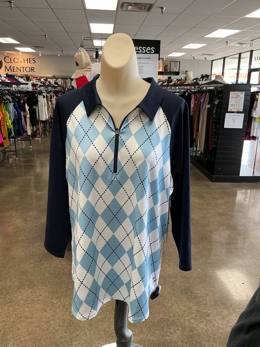 Athletic Top Ls Collar By Jofit In Navy, Size:Xl