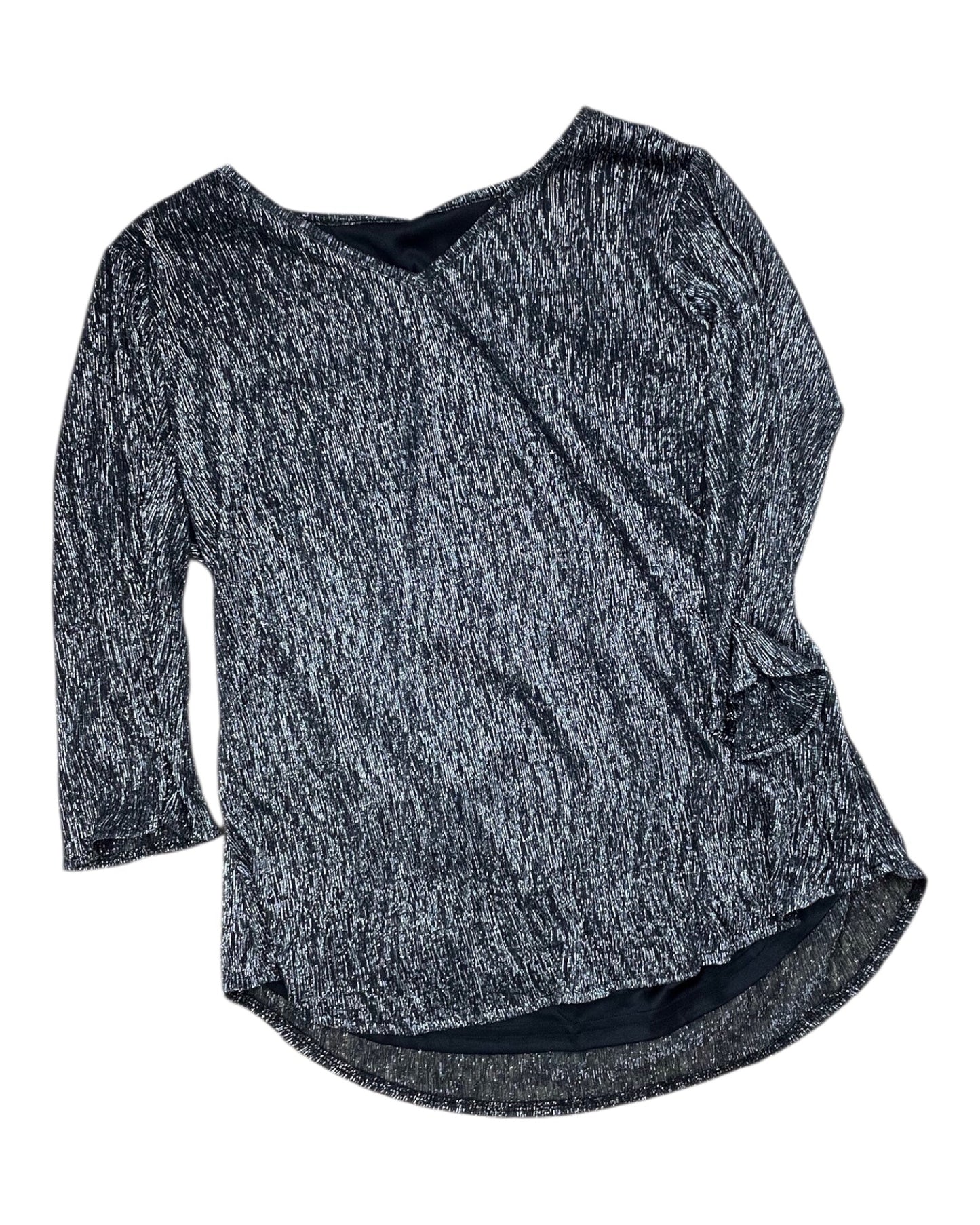 Top 3/4 Sleeve By Clothes Mentor In Black, Size:L