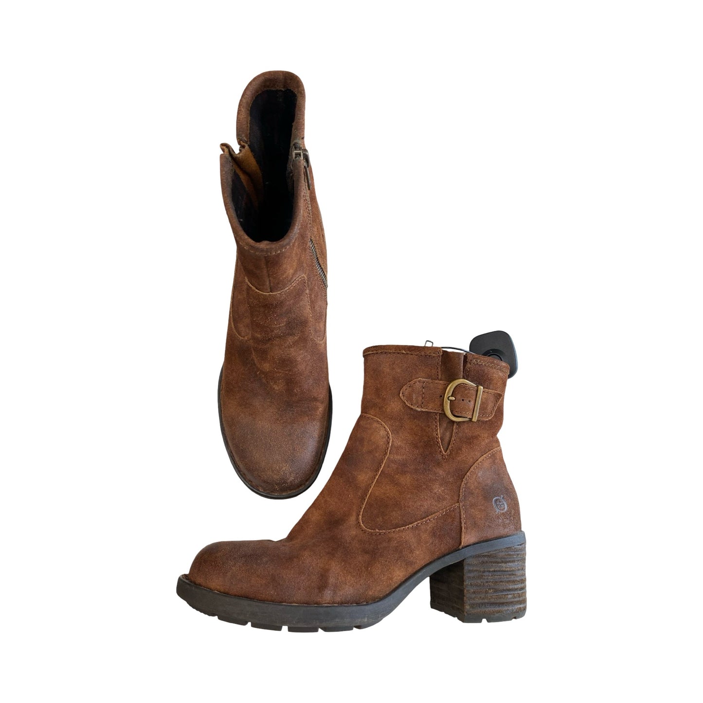 Boots Ankle Heels By Born In Brown, Size:8