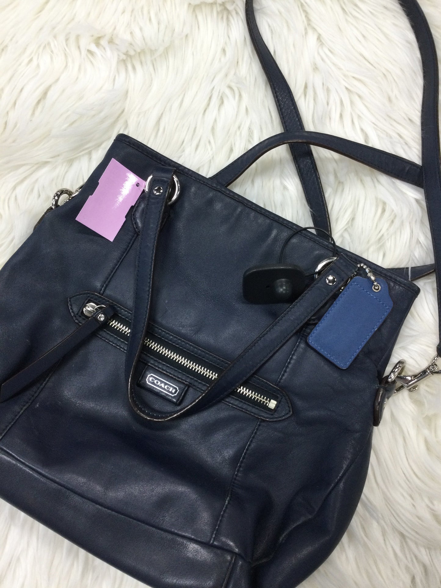 Handbag Designer By Coach In Navy, Size:Medium