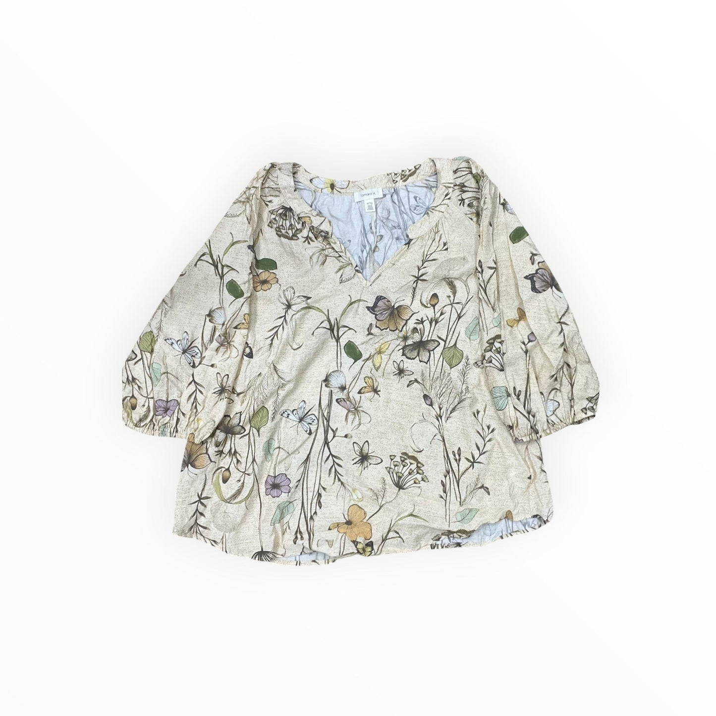 Top 3/4 Sleeve By Tamara H In Tan, Size:Xl