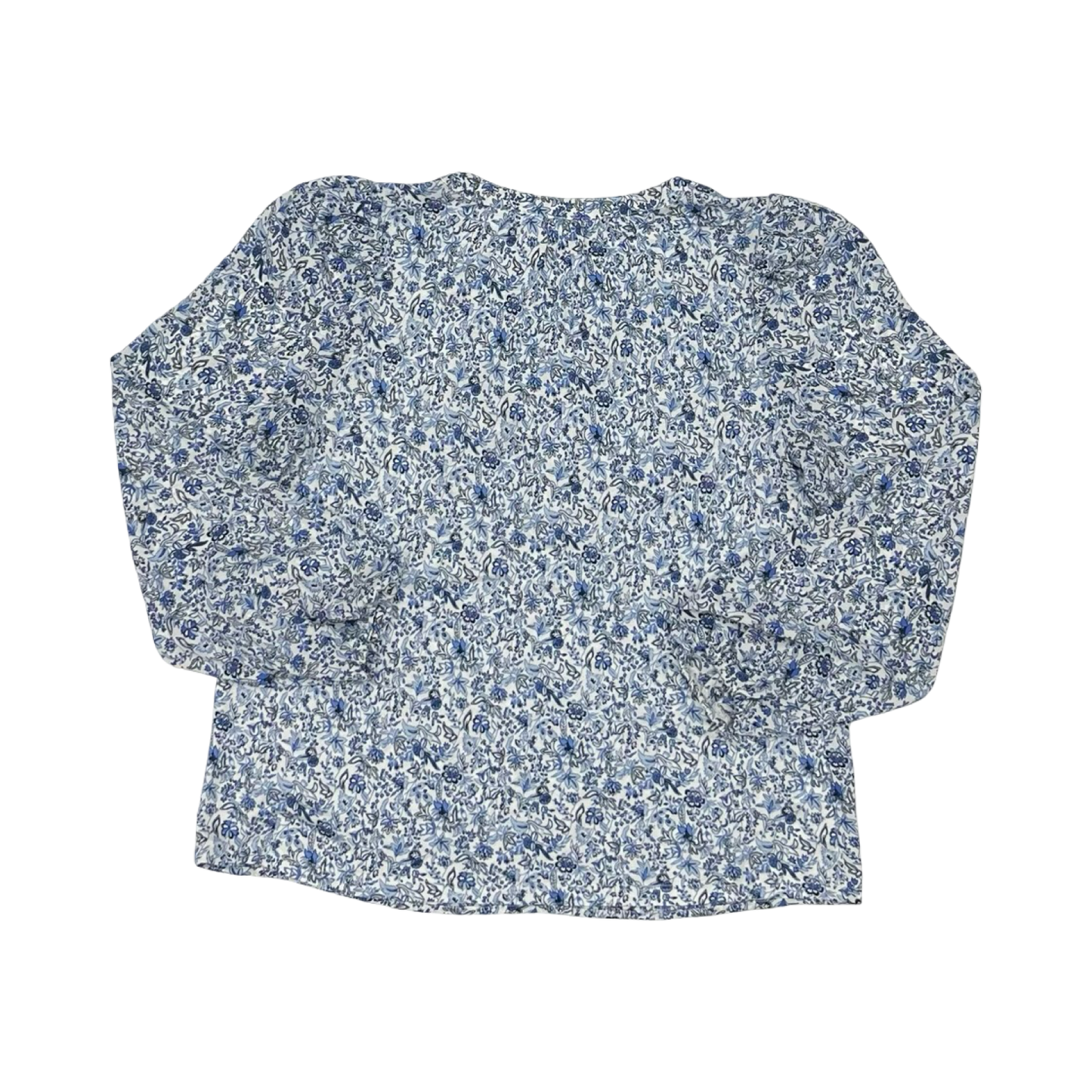 Blouse Ls By Loft In Blue & White, Size:Sp